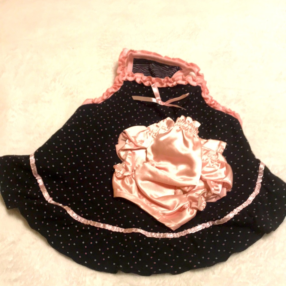 Dog Dress with Pink taffeta ruffled pants